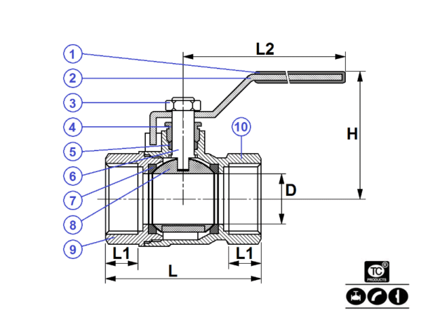 V001 - BRASS BALL VALVE SCREWED NP25 - Image 2