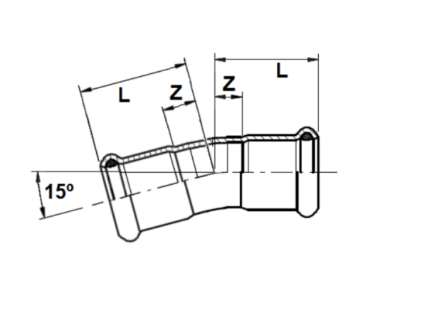 CURVA H-H 15º PRESSFITTING CUNI - Imagen 2